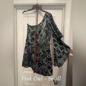 Asymmetrical Navy and Green Dress